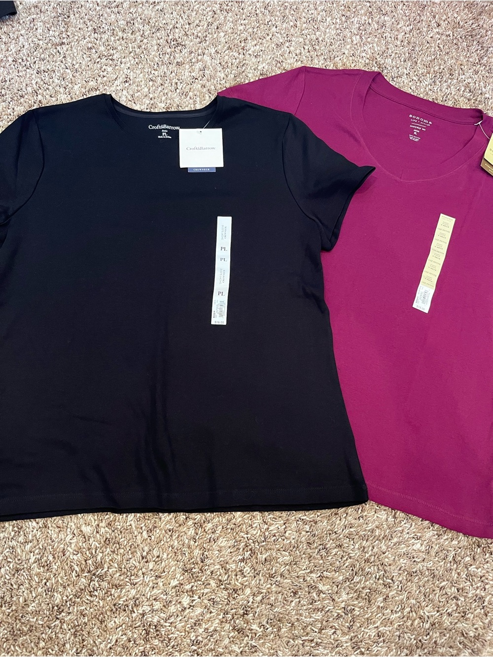 Croft & Barrow/Sonoma Bundle Women's Petite Large Cotton Tops Black Purple NWT